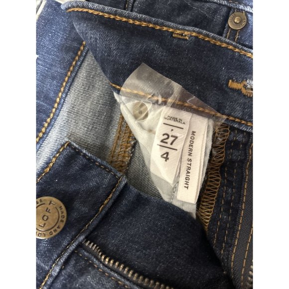 Loft Women’s Denim Jeans Pants For Modern Straight Dark Wash Fold Hemline Capri - Picture 4 of 7